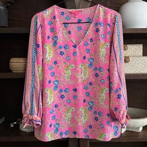 Lilly Pulitzer Pamala Top Prosecco Pink Tigress Garden Size S